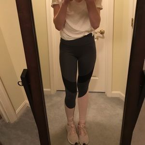 Grey and pale pink blocked sport leggings